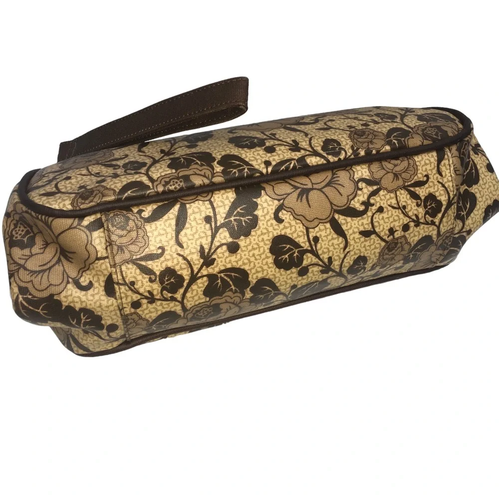 Petunia Pickle Bottom Brown Floral Cross Town Clutch Diaper Bag